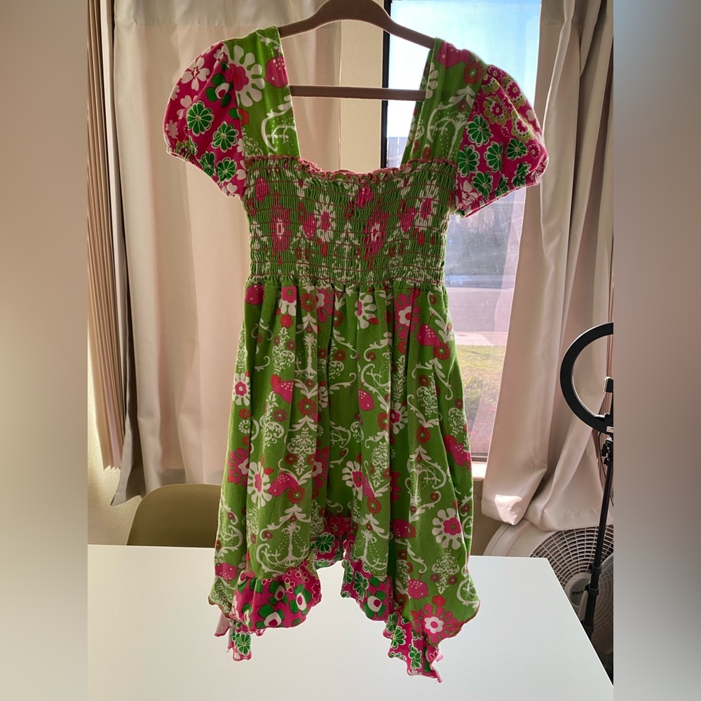 Corky’s Kids Floral Green and Pink Kids Dress sz 8